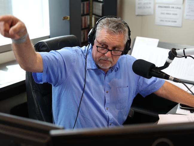 Ray Hadley announcing his retirement on air at 2GB in Pyrmont. Picture: Rohan Kelly.