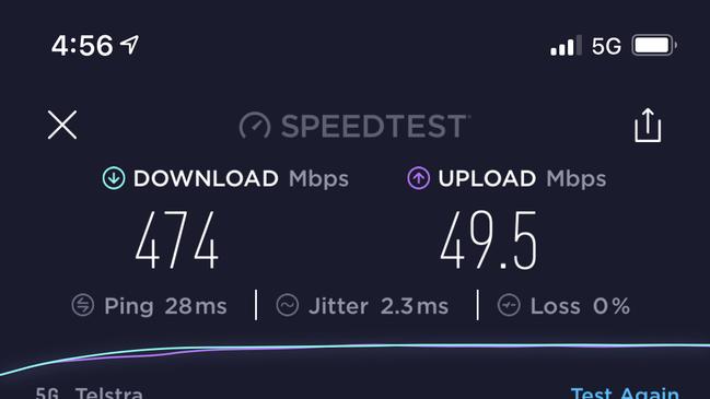 iPhone 12, 12 Pro 5G speed test outside my apartment in Sydney. This is standard 5G, not mmWave.