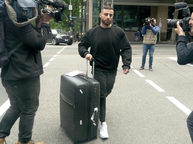 Nazir Haddara is seen leaving the Melbourne Magistrates’ Court last month. Picture: Luis Enrique Ascui