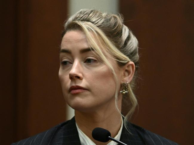 US actress Amber Heard looks on in the courtroom at the Fairfax County Circuit Courthouse in Fairfax, Virginia, on May 17, 2022. Picture: Brendan Smialowski / AFP.