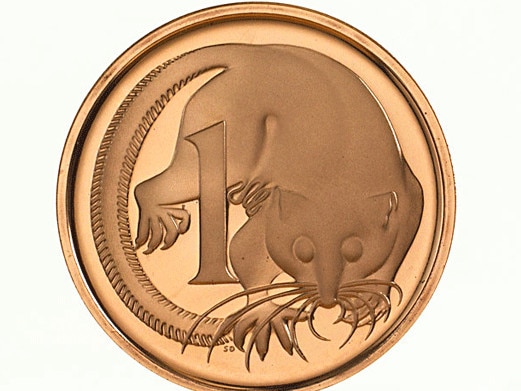 The Australian one-cent coin featured a feather tailed glider.