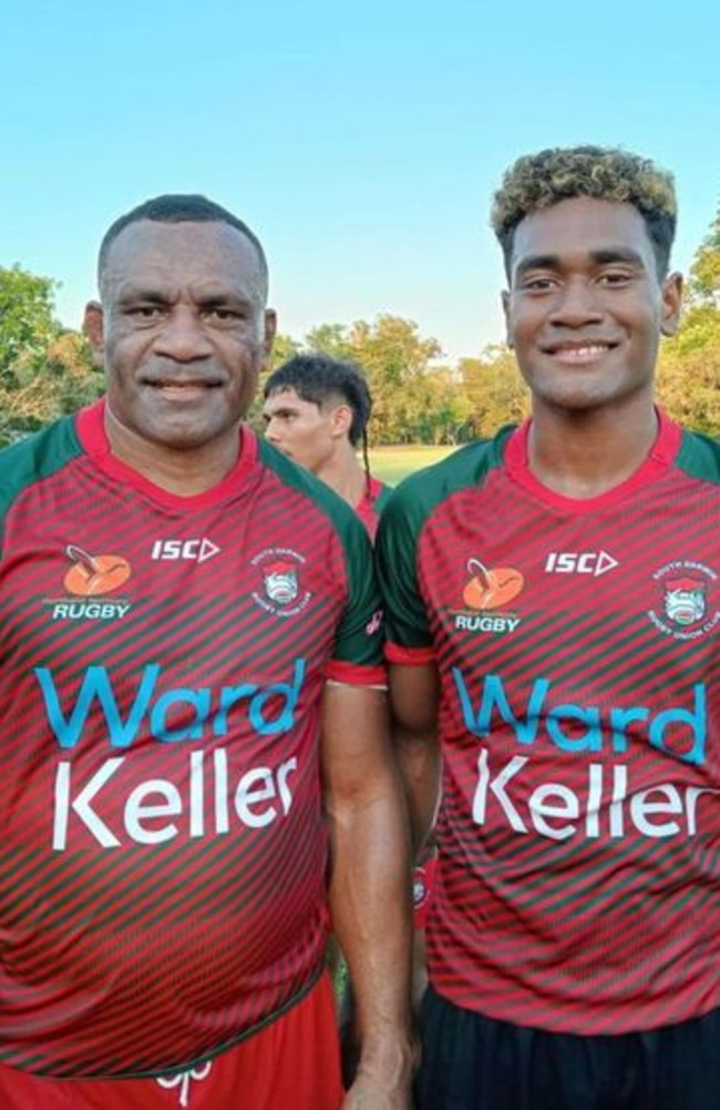 Setefano Cakaunivalu played alongside his son for the South Darwin Rabbitohs. Picture: Facebook.