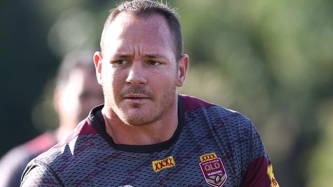 Matt Scott during Queensland Origin team training at the Intercontinental Sanctuary Cove Resort training field on the Gold Coast. Pics Adam Head