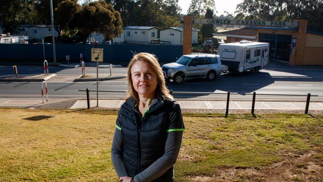 Ali Eberhard, owner of the Gawler Caravan Park, is excited by plans for a new entranceway. Picture: Matt Turner