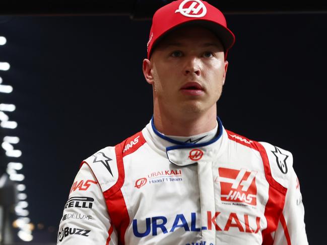 JEDDAH, SAUDI ARABIA - DECEMBER 04: Nikita Mazepin of Russia and Haas F1 walks in the Pitlane  during qualifying ahead of the F1 Grand Prix of Saudi Arabia at Jeddah Corniche Circuit on December 04, 2021 in Jeddah, Saudi Arabia. (Photo by Mark Thompson/Getty Images)