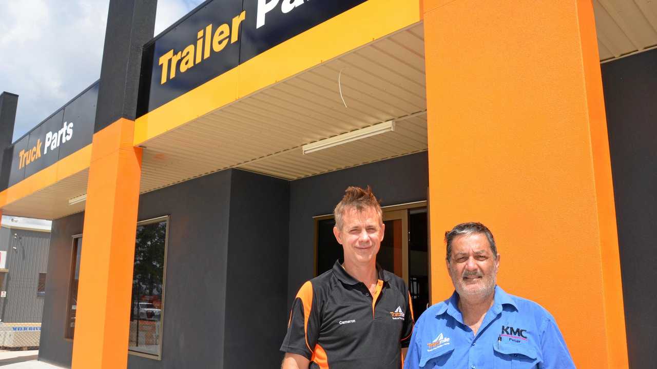 Tranzmile helps keep the transport industry going. Pictured: Cameron and Peter at Tranzmile Burnett. Picture: Elaelah Harley