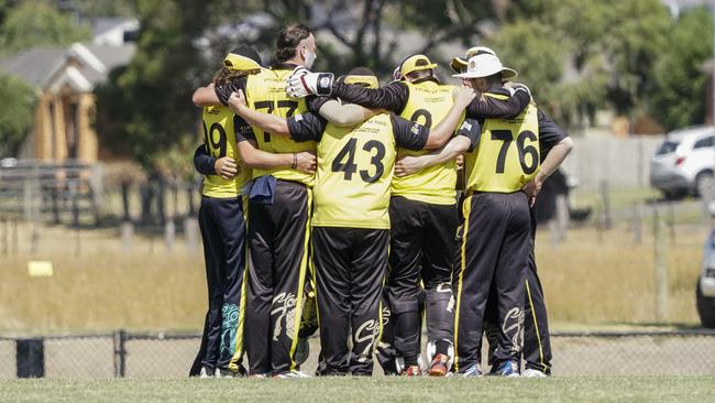 Frankston YCW players celebrate a wicket last season. Picture: Valeriu Campan