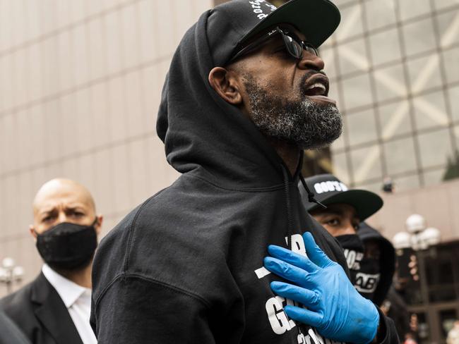 MINNEAPOLIS, MN - MAY 29: Former NBA player Stephen Jackson speaks at a protest in response to the police killing of George Floyd outside the Hennepin County Government Center on May 29, 2020 in Minneapolis, Minnesota. Jackson, who was friends with George Floyd, spoke at a press conference before joining the protest.   Stephen Maturen/Getty Images/AFP == FOR NEWSPAPERS, INTERNET, TELCOS & TELEVISION USE ONLY ==