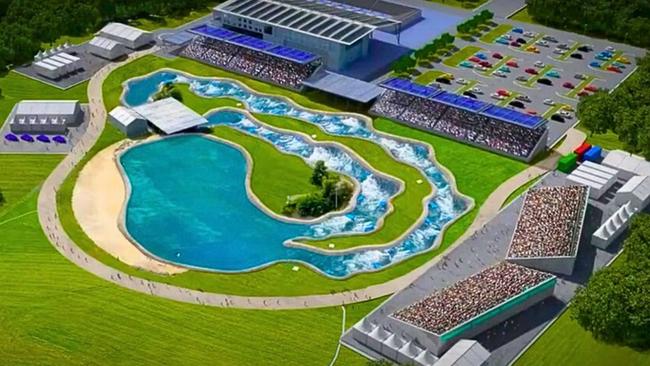 A graphic image of the proposed Olympic whitewater rafting venue planned for Redland City Council land at Birkdale. Picture: Redland City Council