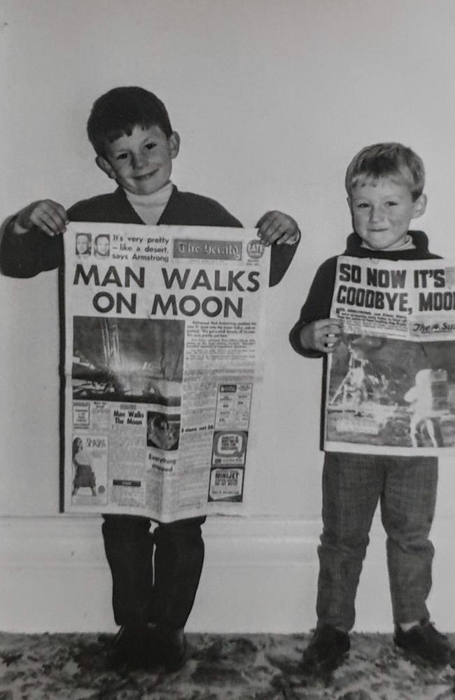 “Myself aged 4 and my brother Glenn aged 6 showing off the big news of the day.” -Picture: Ian Harrop, Victoria