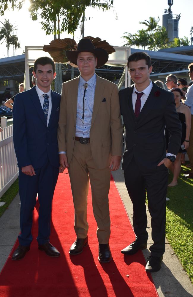 Jackson Unwin, Brady Jones and Oscar Munt at the Caloundra State High School formal 2024.