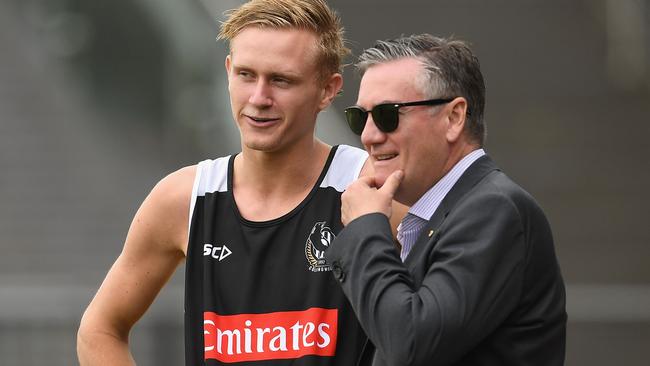 New Magpie Jaidyn Stephenson meets president Eddie McGuire.