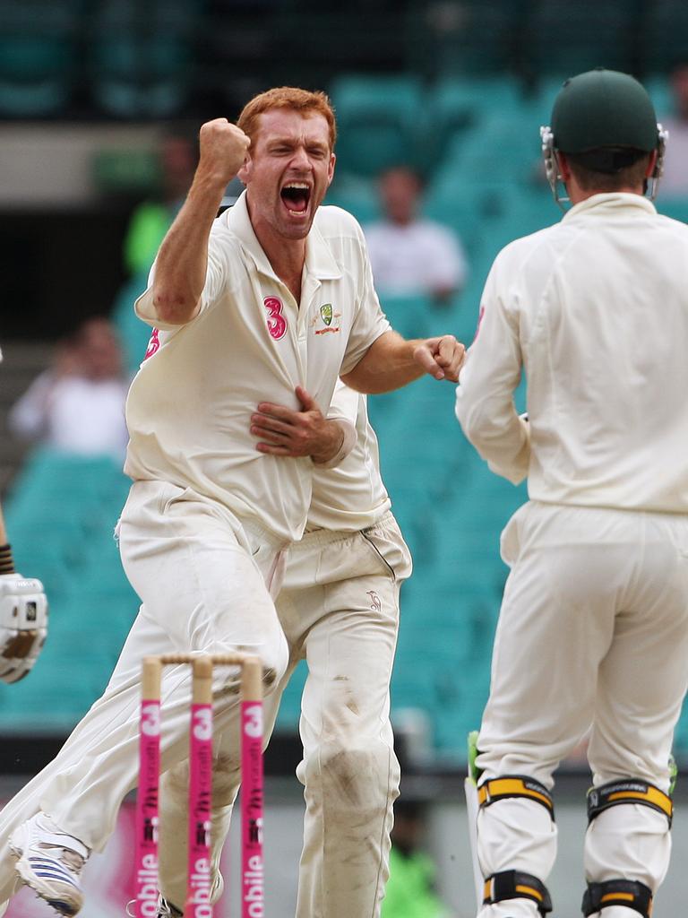 Andrew McDonald celebrates a wicket during his Test career.
