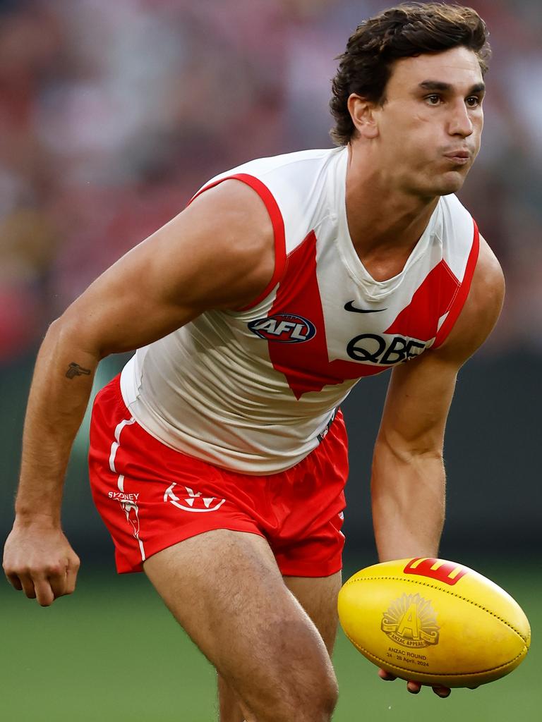 Sam Wicks kicked two goals in Sydney’s win over Hawthorn. (Photo by Michael Willson/AFL Photos via Getty Images)