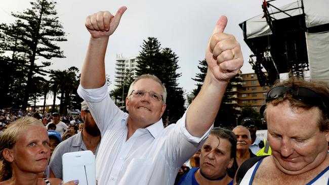 Prime Minister Scott Morrison at Cronulla Beach. Picture: Chris Pavlich