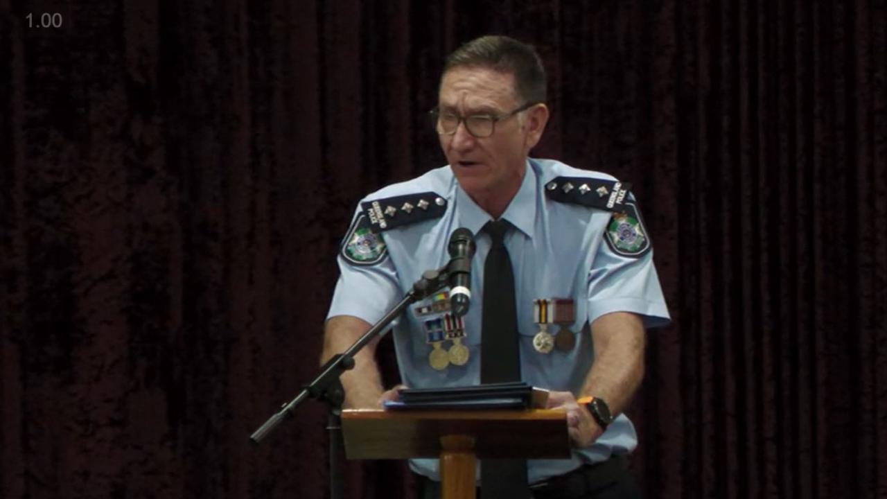 Work friend of Frank Falappi and QPS detective inspector Jason Smith. Picture: Screenshot of livestream by Atherton Community Funerals