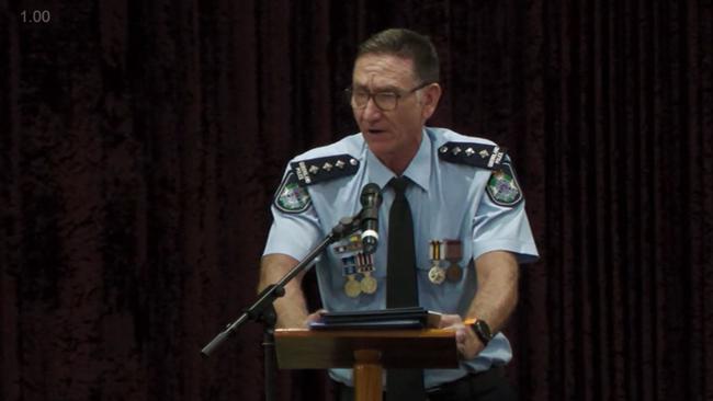Work friend of Frank Falappi and QPS detective inspector Jason Smith. Picture: Screenshot of livestream by Atherton Community Funerals