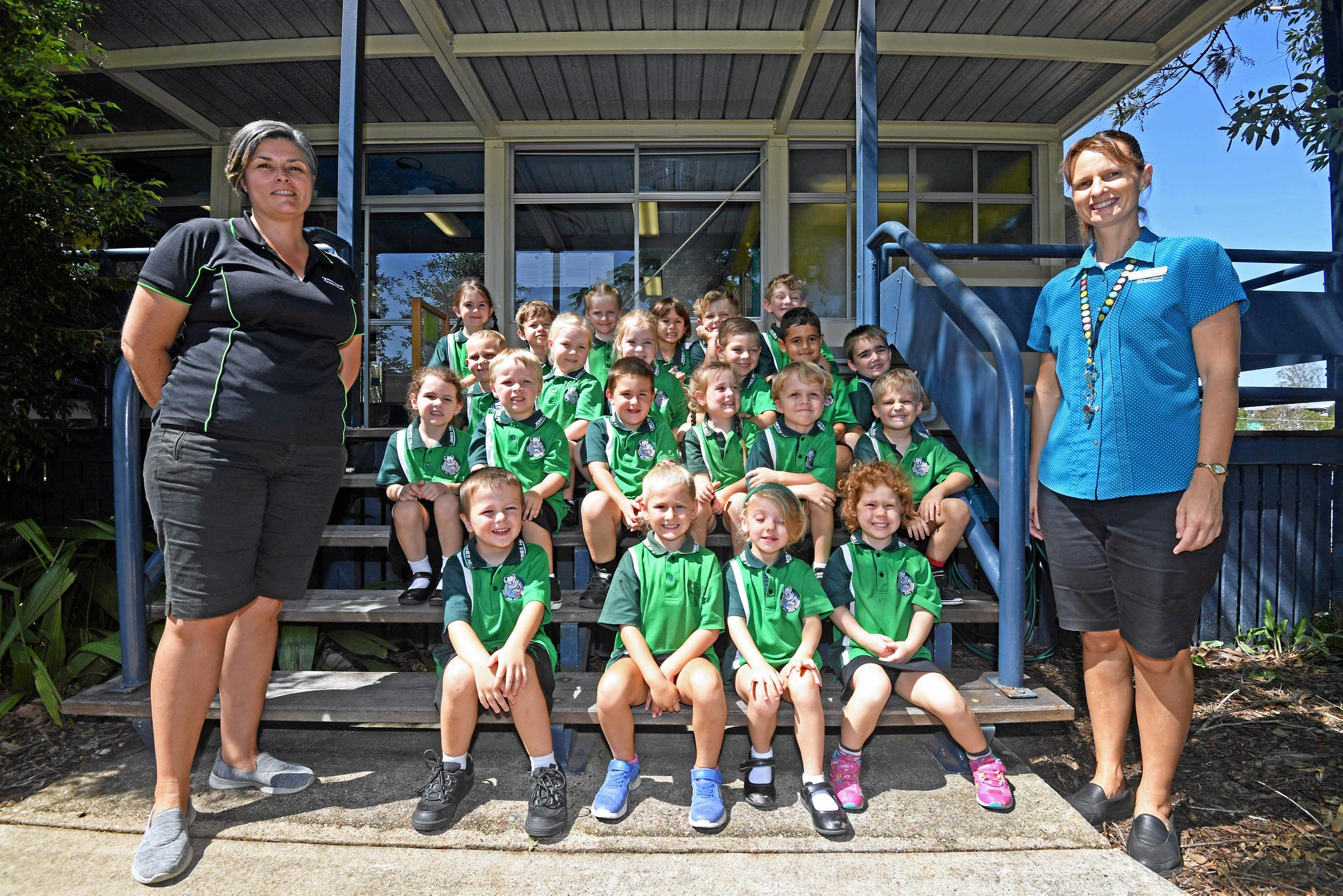 Jones Hill State School - Teacher Aide (Left):  Mrs Rebecca Adamson, Teacher (Right): Ms Julie Mitchell                                   Back Row (from left):Pypa Williams, Charlie Walker, Emily Cunningham, Delilah Webster, Mason Millard, Cody Braine.3rd Row (from left): Mason McFarlane, Hailo Melville, Ashtyn Tate, Tyler Hartwell, Cooper McIntosh, Blake Hose.2nd Row (from left): Hallie Rigby, Richard Curtis, Ryan Riethmuller, Piper Salmon, Cohen Buller, Logan Stokes.Front Row (from left): Aiden Steinhardt, Amayah Baxter, Chloe Fewtrell, Skye-Lisa Stiefler. Picture: Troy Jegers