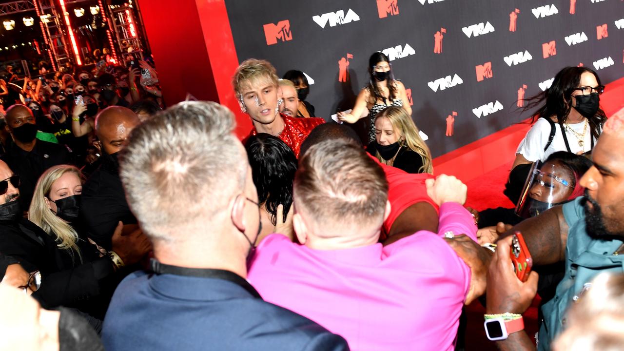 Machine Gun Kelly (centre top) and Conor McGregor (centre bottom) at the 2021 MTV Video Music Awards. Picture: Noam Galai/Getty Images for MTV/ViacomCBS