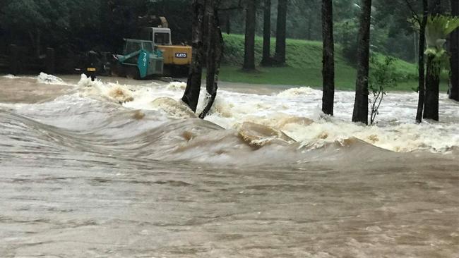 Flooding in the Currumbin Valley. Photo: Brisbane Weather Facebook