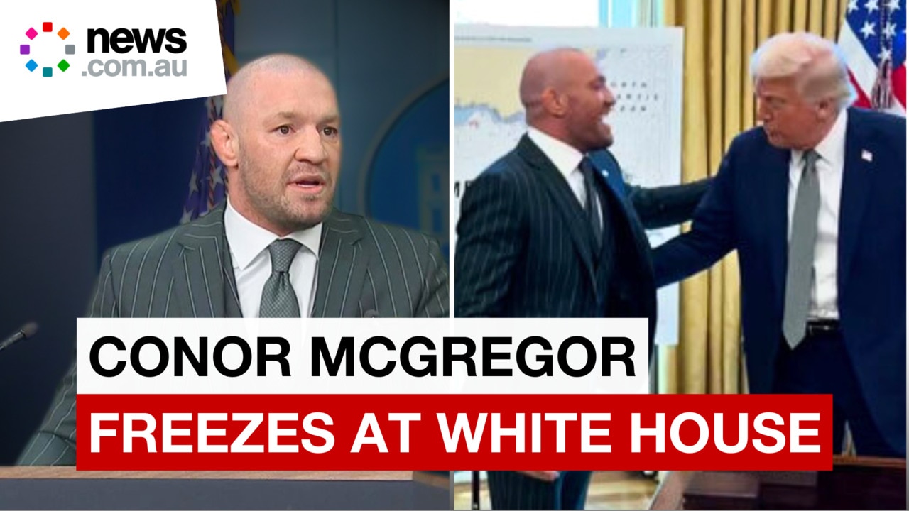 Conor McGregor freezes during White House briefing