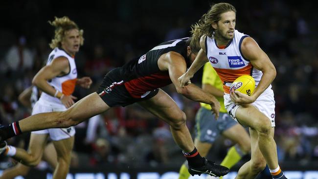 Giants skipper Callan Ward in action against St Kilda. Picture: Colleen Petch