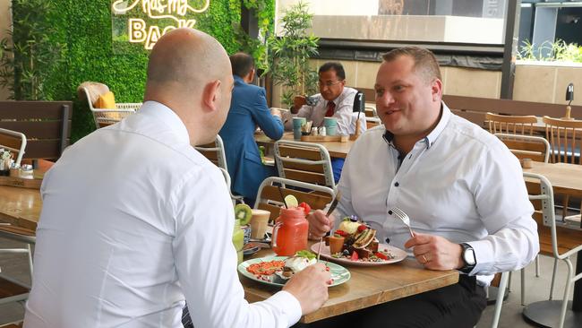 Parramatta’s CBD workers enjoy a hearty lunch. Picture: Angelo Velardo