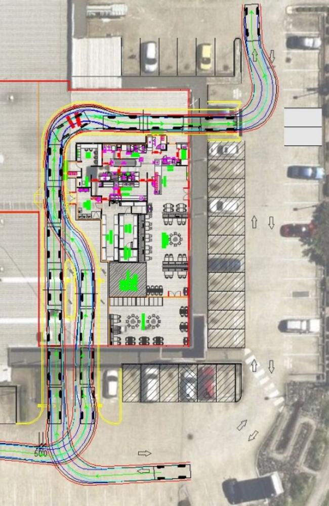 A diagram showing the traffic flow through the proposed drive-through at Ormiston. PHOTO: Google Maps