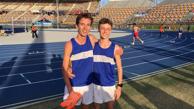 Churchie runners Ky Robinson and Ariche Ridgway at the 2020 GPS Track and Field Championships.