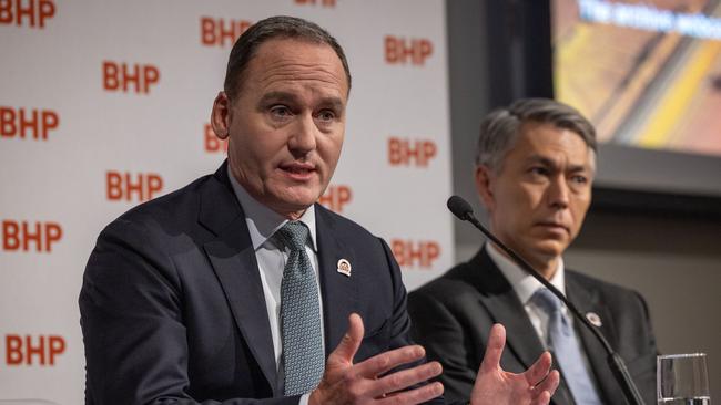 BHP chairman Ken McKenzie and CEO Mike Henry. Picture: Emma Brasier/NCA Newswire