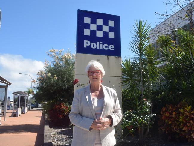 Independent candidate for Rockhampton Margaret Strelow outside Rockhampton Police Station. Picture: Aden Stokes