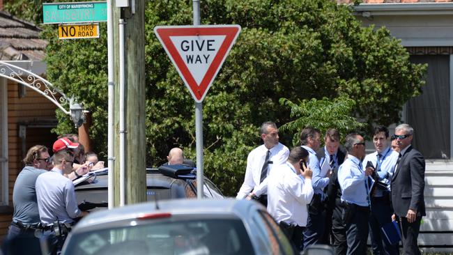 Police at the scene of a suspected murder at Salsbury St Yarraville. Picture: Andrew Henshaw