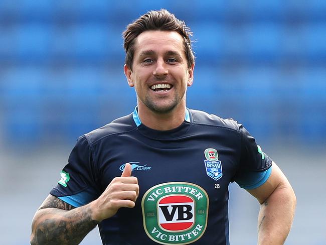 NSW's Mitchell Pearce during the NSW State of Origin team Captain's Run training session at Cbus Stadium, Robina. Picture: Brett Costello