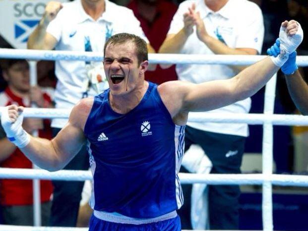 Scottish boxer Stephen Lavelle competing at the Commonwealth Games in Glasgow.