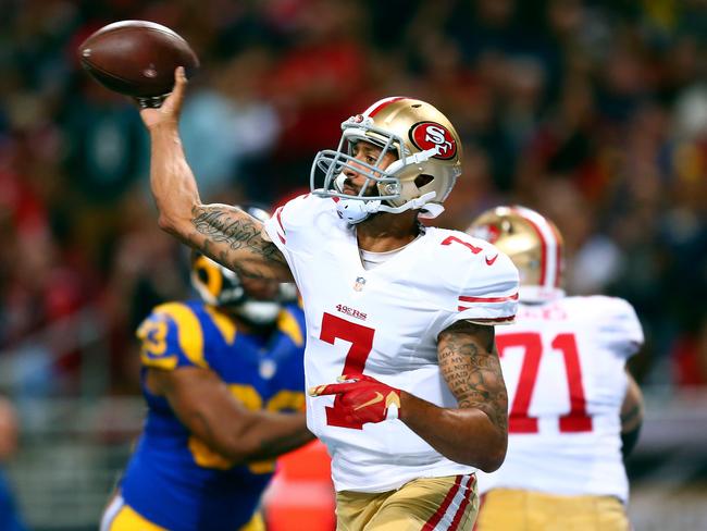 San Francisco 49ers QB Colin Kaepernick (7) scrambles for 22 yards in the  third quarter against the Atlanta Falcons at Candlestick Park in San  Francisco on December 23, 2013. The 49ers defeated