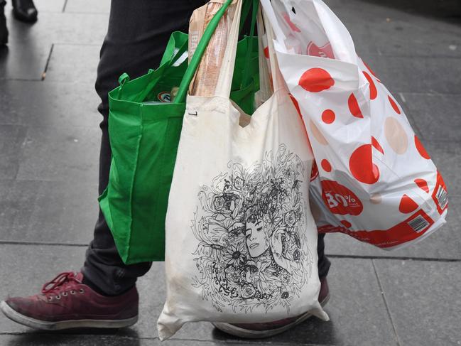 Australian shoppers continue to buy plastic bags despite the introduction of a ban. Picture: AAP