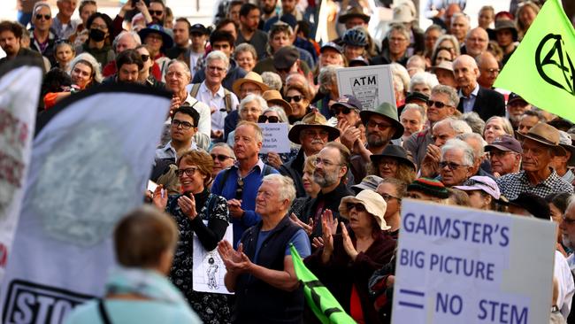 A protest at Parliament House in April over proposed changes to the SA Museum. Picture: Kelly Barnes