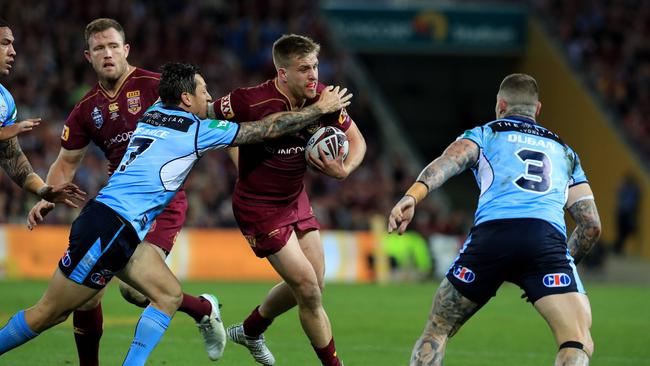 Cameron Munster during the Origin decider between Queensland and NSW at Suncorp Stadium in Brisbane. Photo: Adam Head