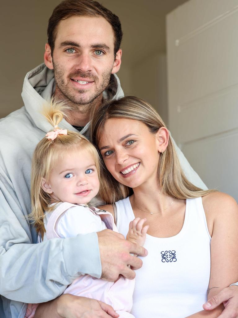 Kellie and Jeremy with daughter Sophia. Picture: Russell Millard