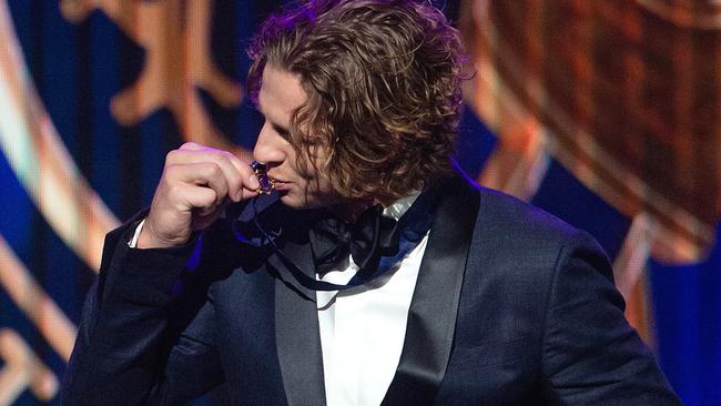 2019 AFL Brownlow Medal count at Crown Palladium, Melbourne. Nat Fyfe wins the 2019 Brownlow. Picture: Mark Stewart