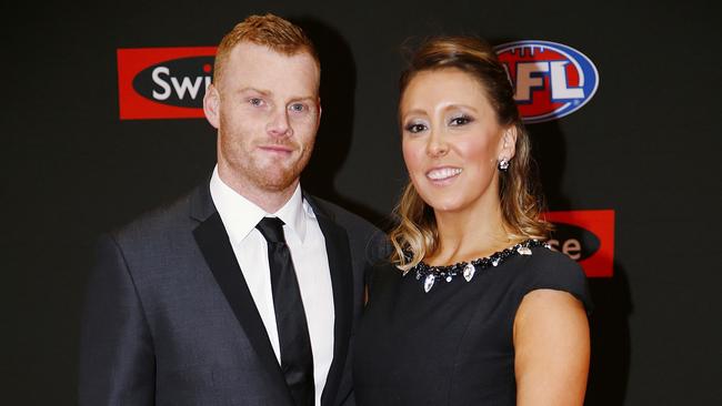 Adam and Haylea Cooney at the 2015 Brownlow Medal presentation. Pic: Michael Klein.