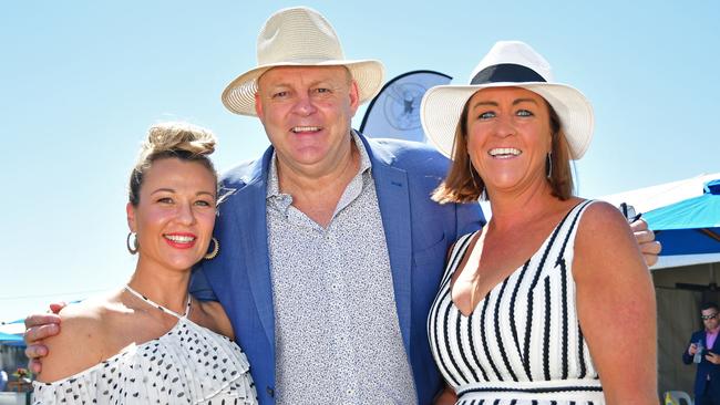 Kathryn Jones, Billy Brownless and Megan Bone at the 2019 Geelong Cup. Picture: Stephen Harman