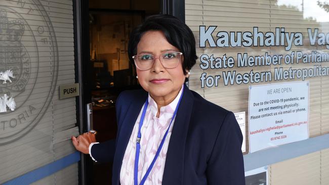 Labor MP Kaushaliya Vaghela at her electoral office in Werribee. She is accusing the Labor government and Dan Andrews of bullying. Picture: David Caird