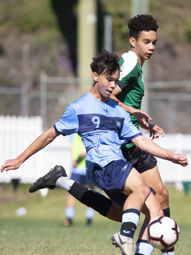 First XI football Brisbane Grammar School vs Brisbane Boys College. BGS #9 L. Wong. August 8, 2020. Picture: Renae Droop