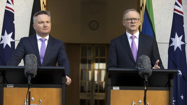 Prime Minister, Anthony Albanese with the Minister for Climate Change and Energy, Chris Bowen. Picture: NCA NewsWire / Gary Ramage