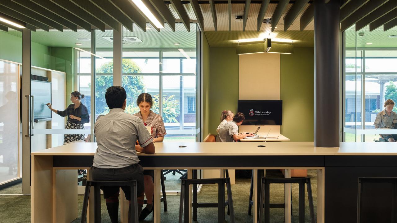 The building houses new classrooms, a library and lounge areas. Photo: Scott Burrows