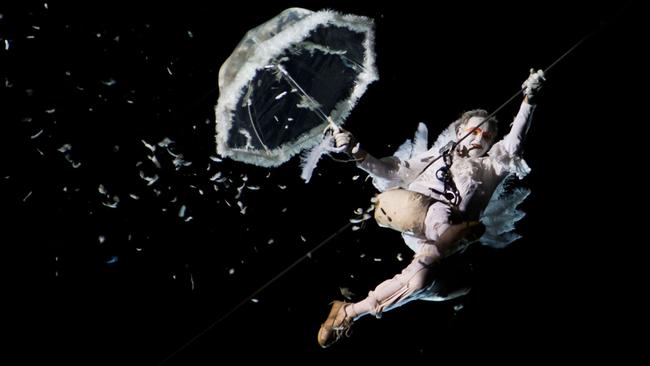 Angels descending during a “Place des Anges” performance at WOMADelaide in 2018. Picture: Rob Sferco