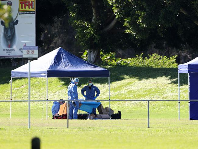 Murder scene set up at Nerang Bulls Rugby Union ground in Nerang. Pics Adam Head