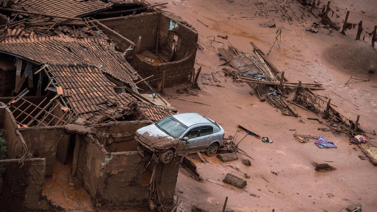 The village of Bento Rodrigues, covered in mud after the Samarco dam burst in November 2015. Picture: AFP