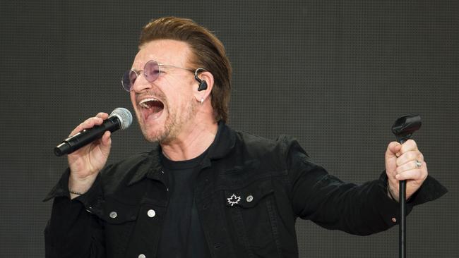 Bono of U2. Picture: AFP PHOTO / Chris Roussakis